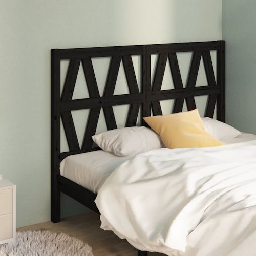 NNEVL Bed Headboard Black 156x4x100 cm Solid Wood Pine