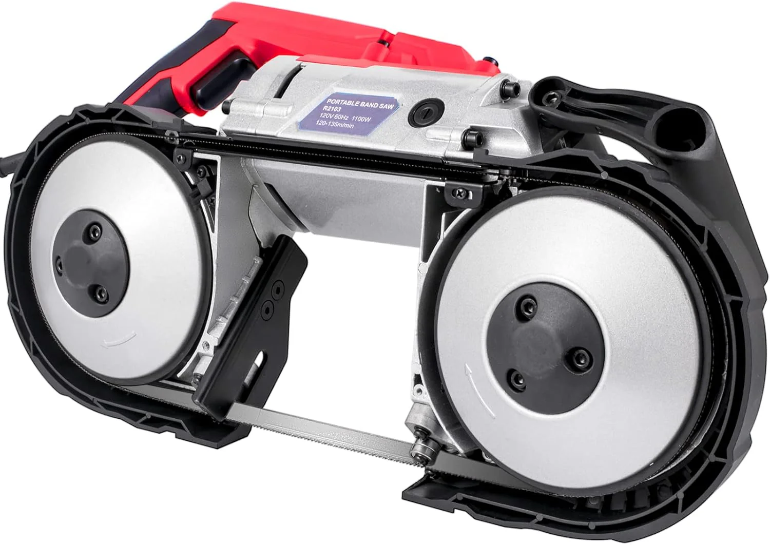 Portable Band Saw, 110V Removable Alloy Steel Base Corded Band Saw, 5 Inch Cutting Capacity Hand held Band Saw,Variable Speed Portable Bandsaw, 10Amp Motor Deep Cut Band saw for Metal Wood(with Base)