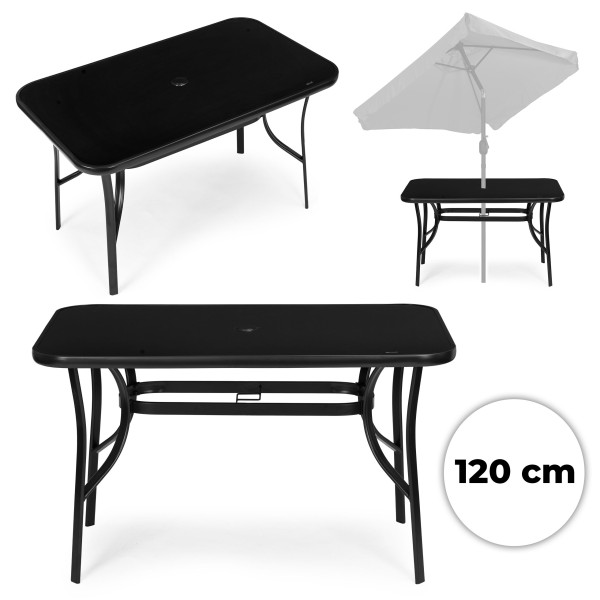 Stół ogrodowy 120x70 cm szkło hartowane czarny MultiGarden