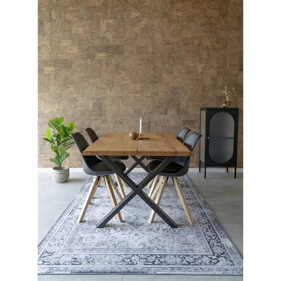 Vloerkleed 200x300cm - Zwart/Wit - Chenille Polyester - Kleed Havana