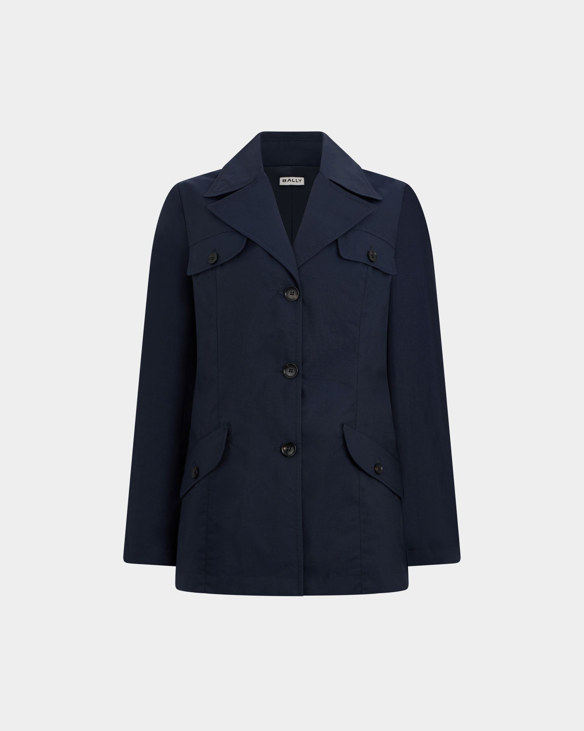 Jacke mit Gürtel aus Nylon in Navy Blue