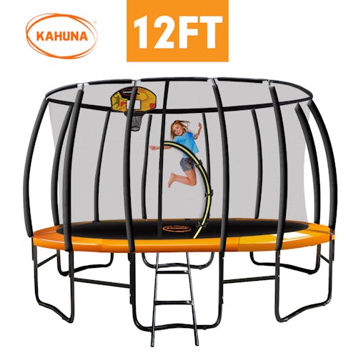 NNEDPE Kahuna Trampoline 12 ft with Basketball set - Orange