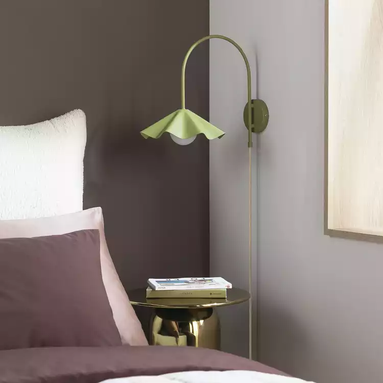 Habitat Yuno Pleat Metal Arch Wall Light - Olive