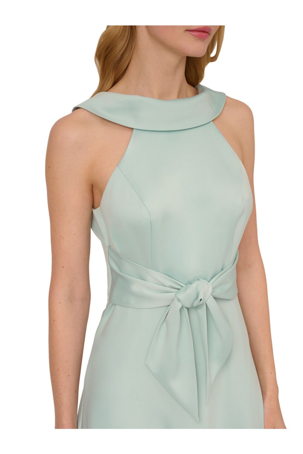Adrianna Papell Satin Crepe Roll Collar Dress