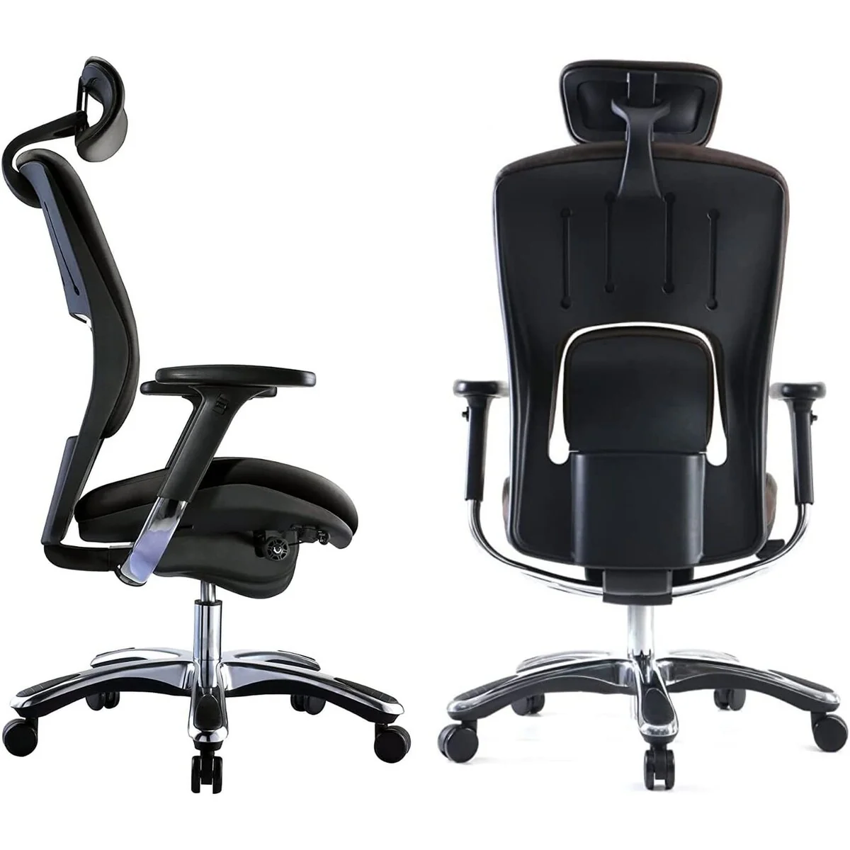 GM Seating Ergolux Genuine Leather Executive Office Chair with Lumbar Support