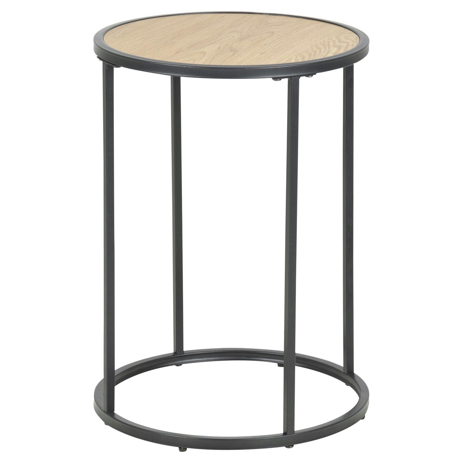 SIREINE - Table d'appoint ou bout de canapé rond en mdf et métal beige