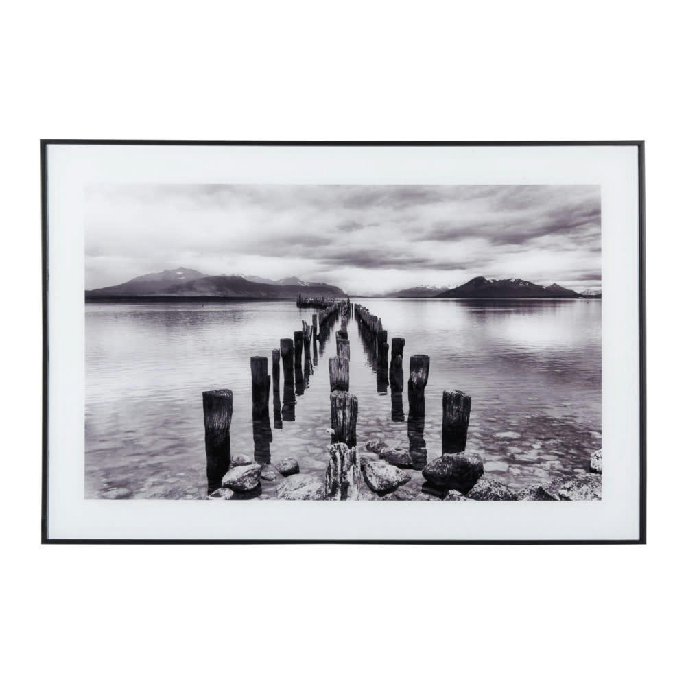 - Cadre et photo d'art noir et blanc poles in water verre noir