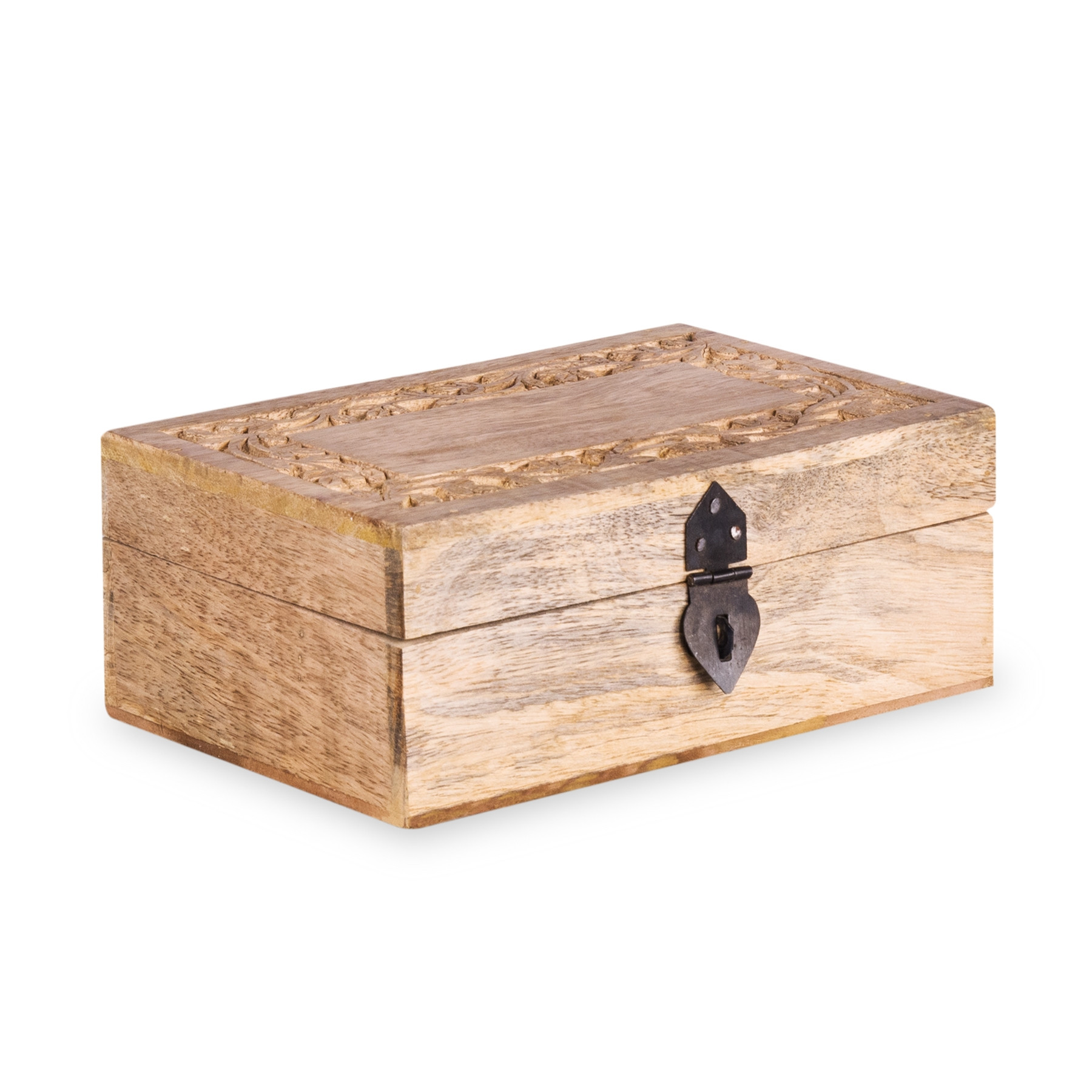 Szkatułka na biżuterię SOMBRE drewniana żłobiona 22x14x8 cm HOMLA