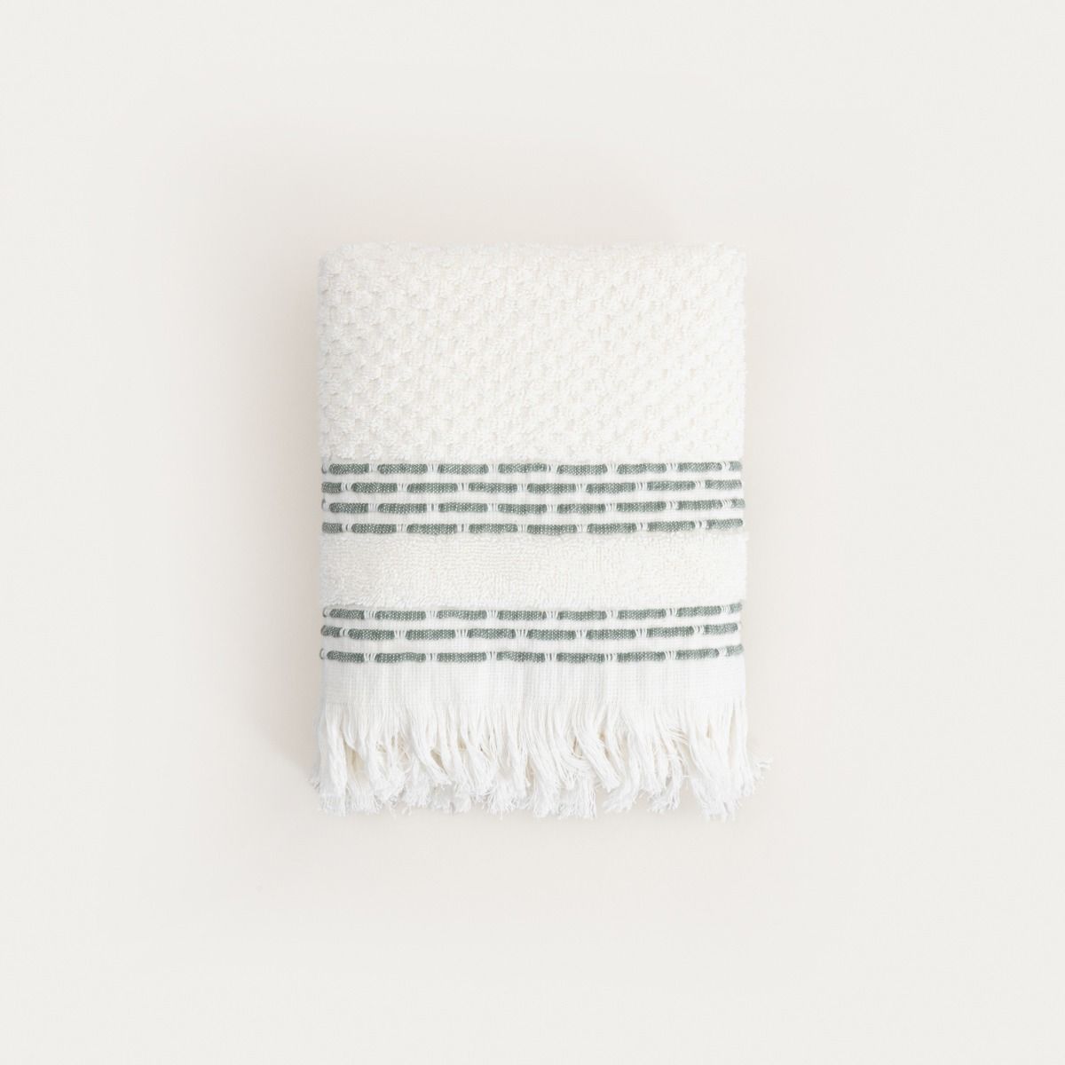 Ręcznik ROSOP boho z pistacjowymi paskami 50x90 cm