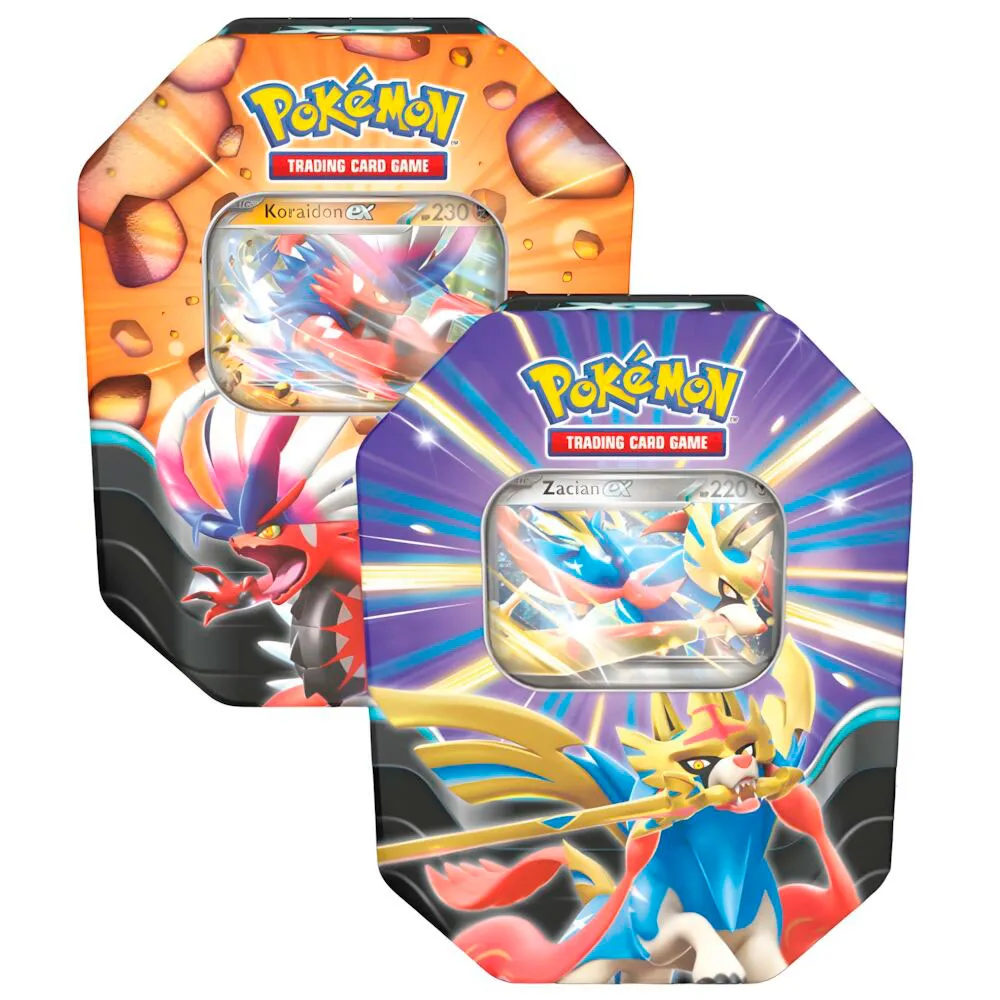 Pokemon Trading Card Game Paldea Zacian EX Koraidon EX Card Tin trading cards spanish