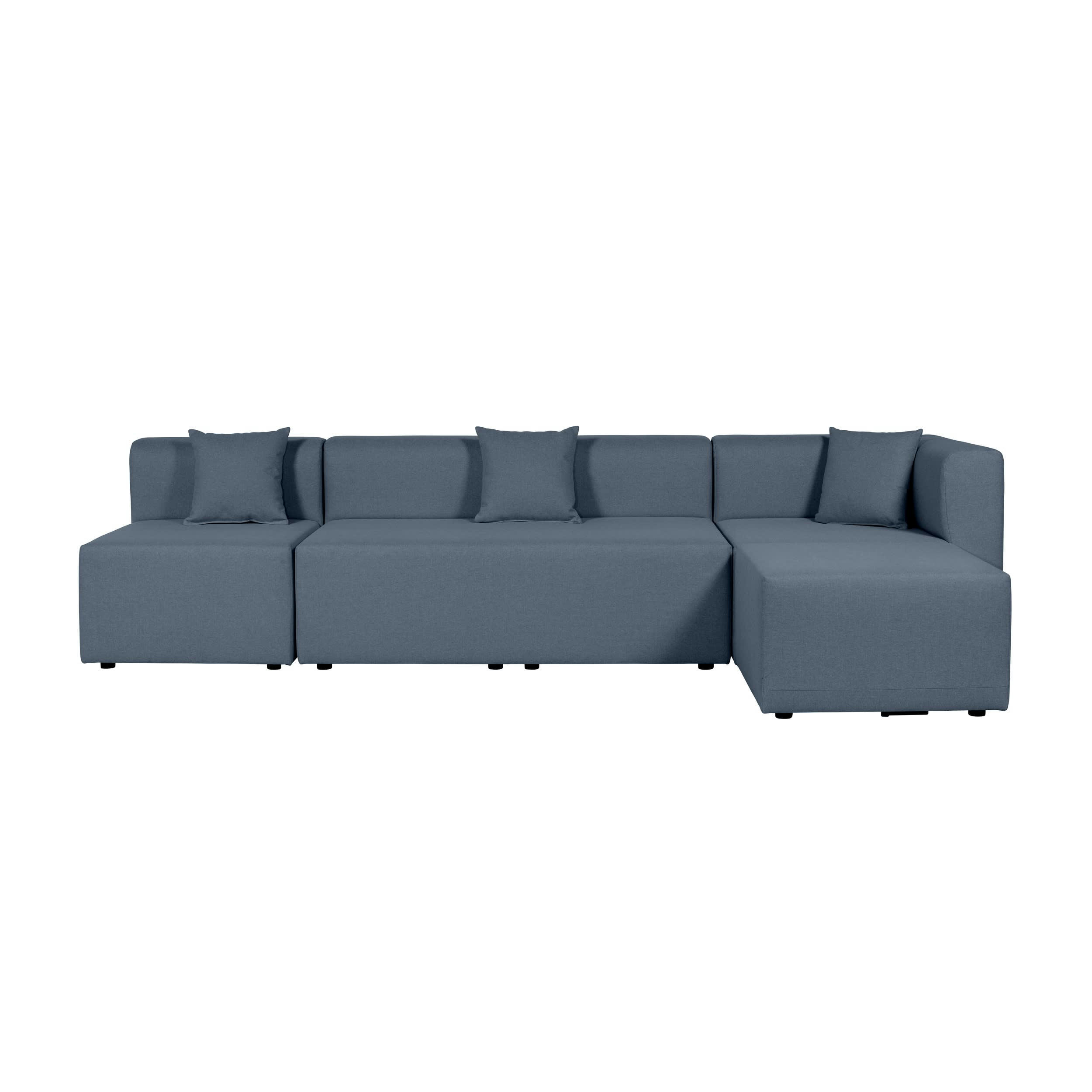 PINOT - Canapé d'angle modulable 5 places en tissu bleu