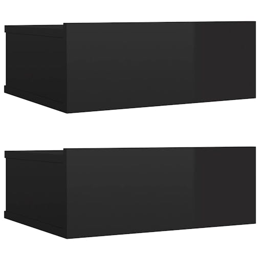 NNEVL Floating Nightstands 2 pcs High Gloss Black 40x30x15 cm Chipboard