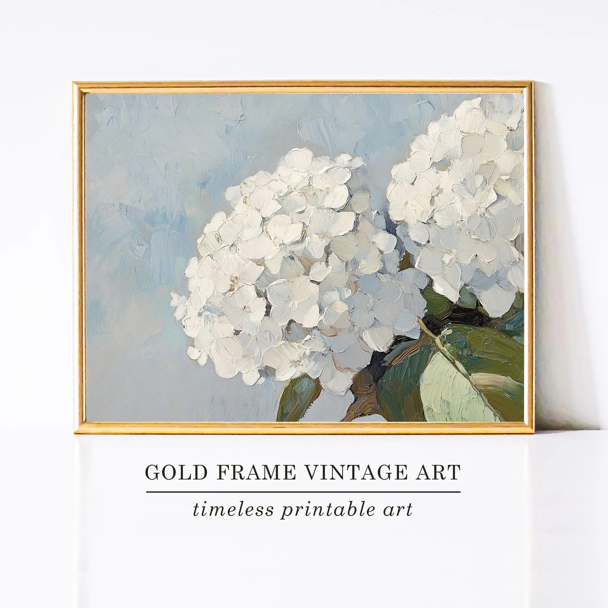 Blue Hydrangea Wall Art, Floral Wall Art, Botanical Poster, Spring Home Decor, French Country Farmhouse Wall Art, Light Blue Wall Art