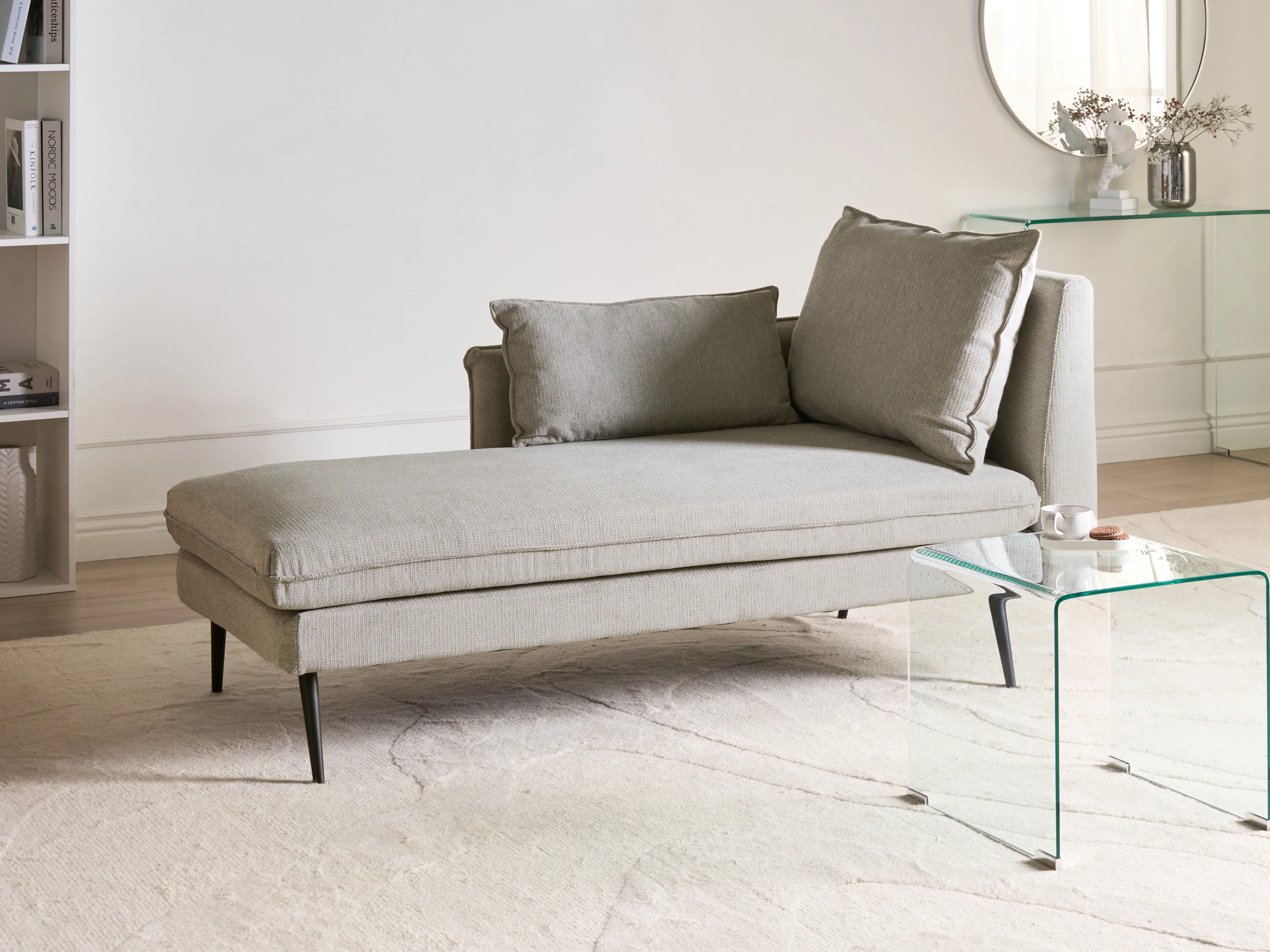 Right-Hand Chaise Longue YERRES Fabric Grey