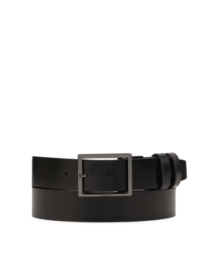 Double-sided leather belt with perforations