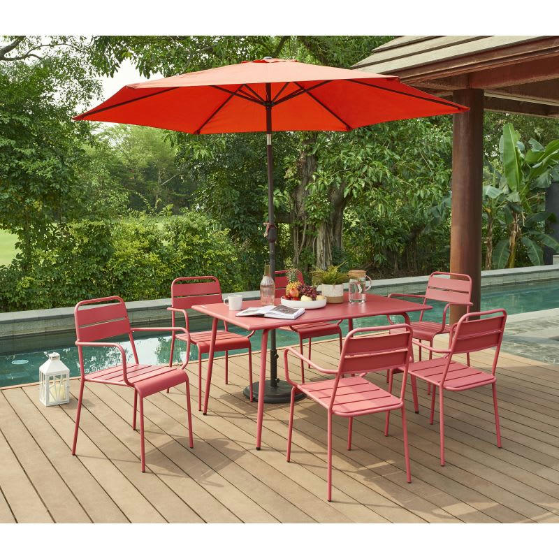 PANTONE - Table de jardin en acier rouge indien 140x80 cm