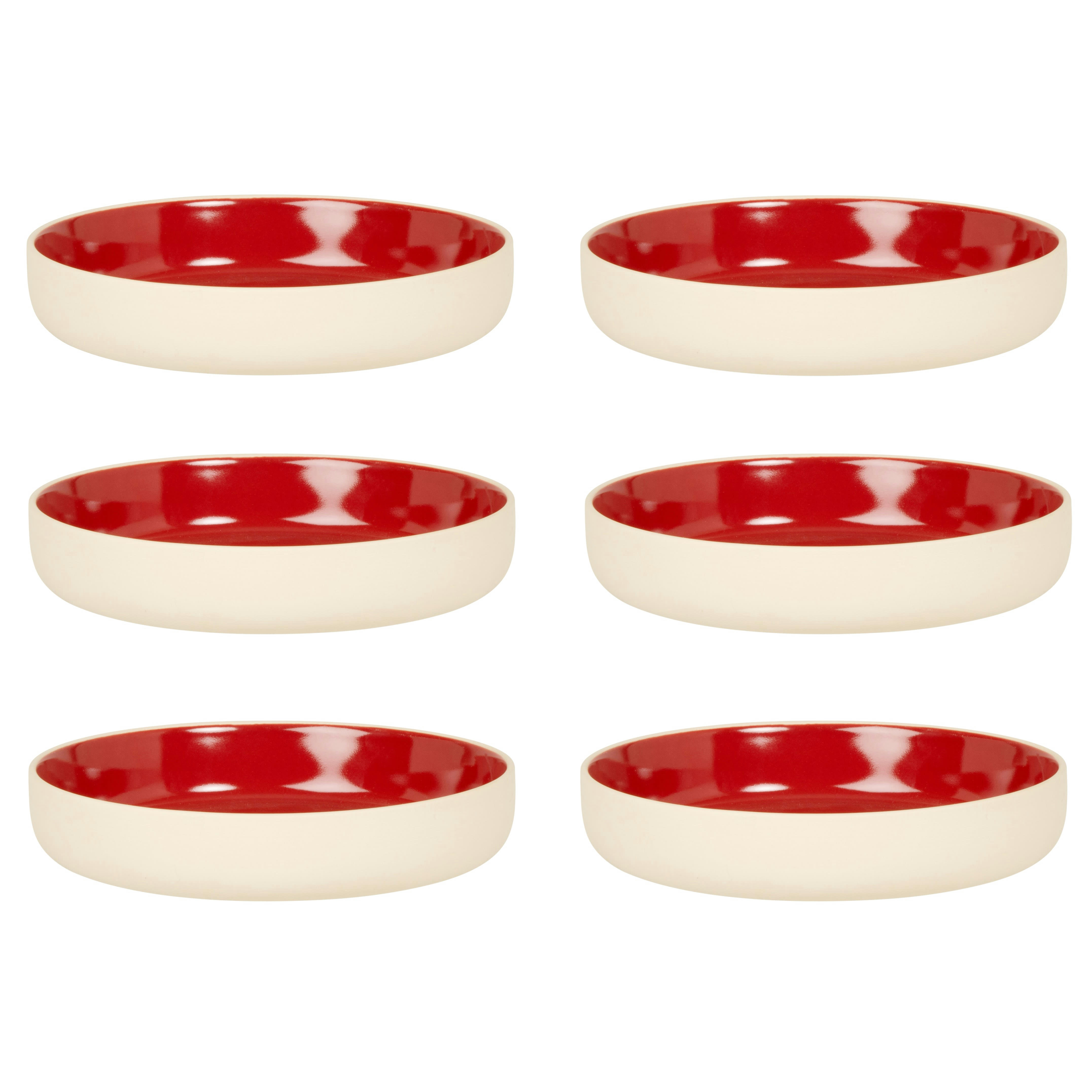 LUCIOLE - Assiette creuse en grès rouge et blanc