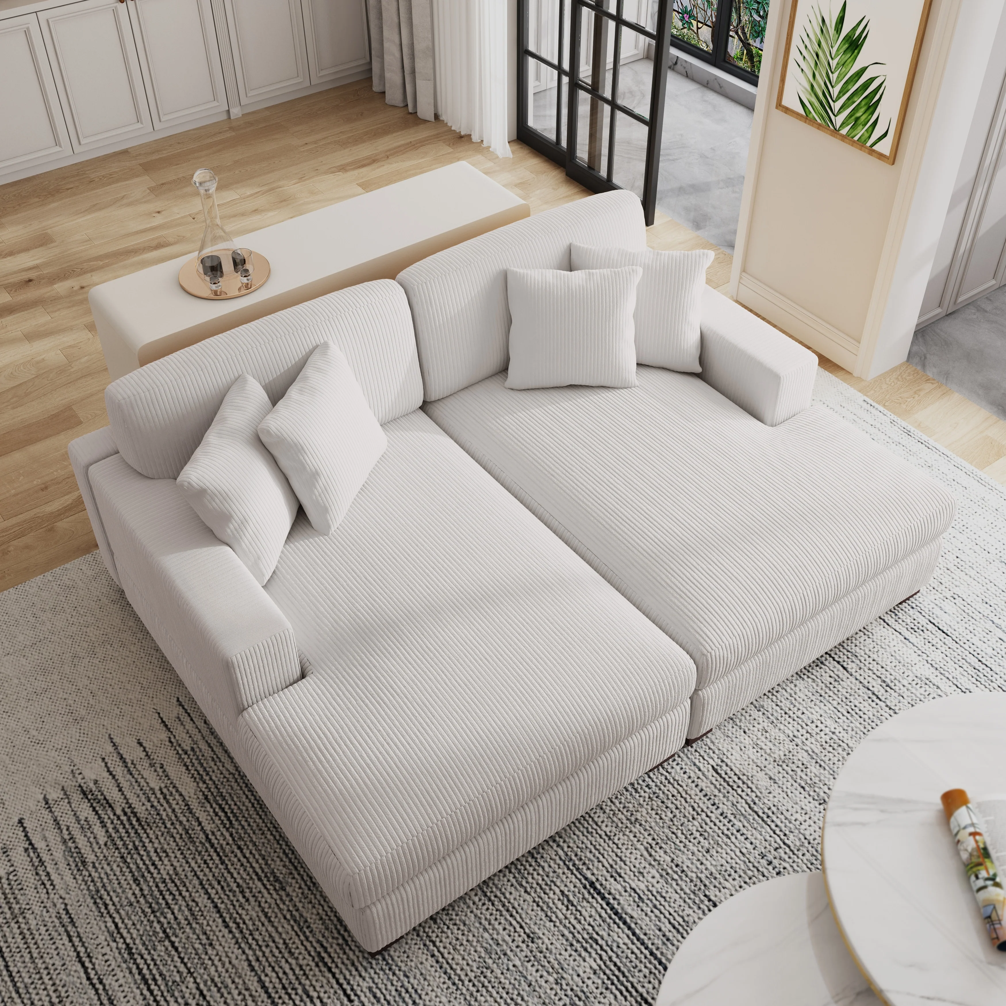 Oversized L-Shape Modular Sectional Sofa Set Upholstered Sofa Couch