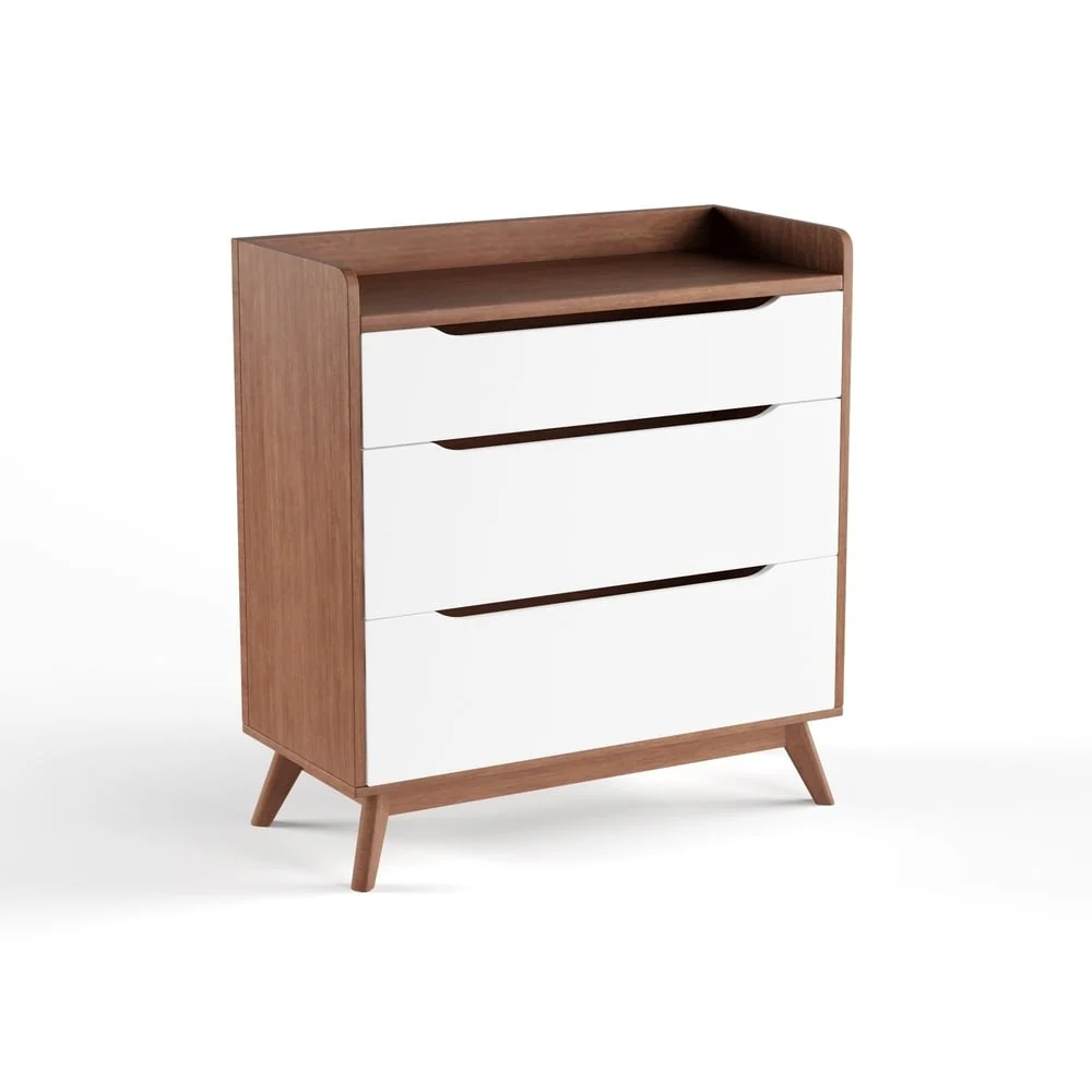 Carson Carrington Borlange Mid-century White and Walnut 3-drawer Chest