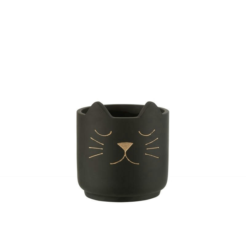 - Cache pot en céramique noir 16x16x17 cm