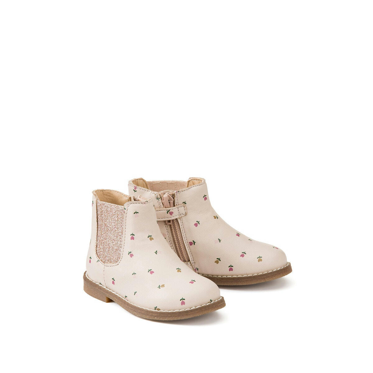 Bottines en cuir imprimé fleurs