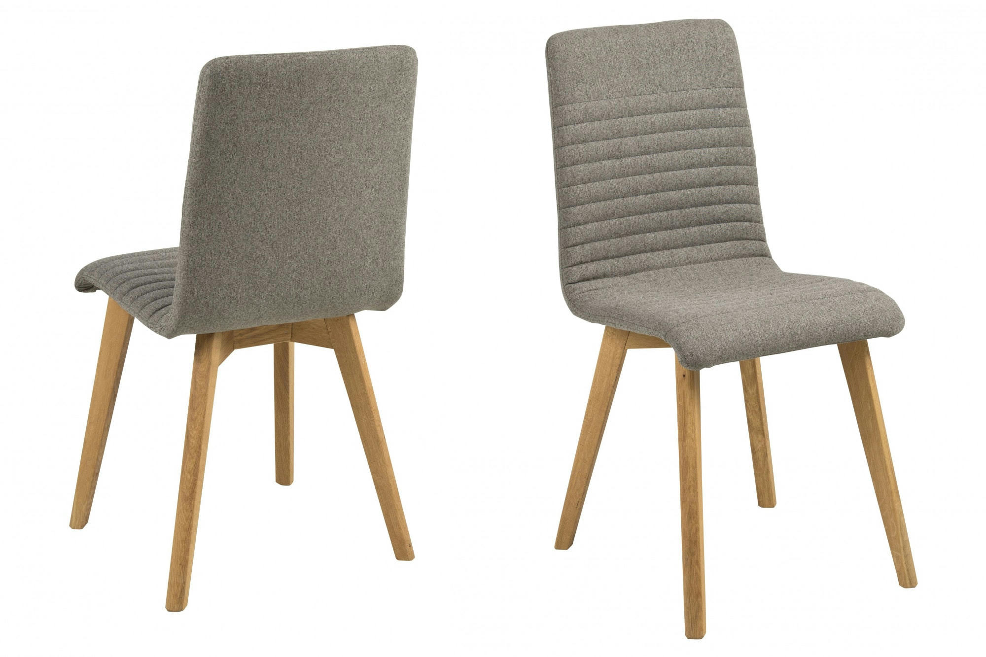 ROSA - Lot de 2 chaises tissu et bois chêne