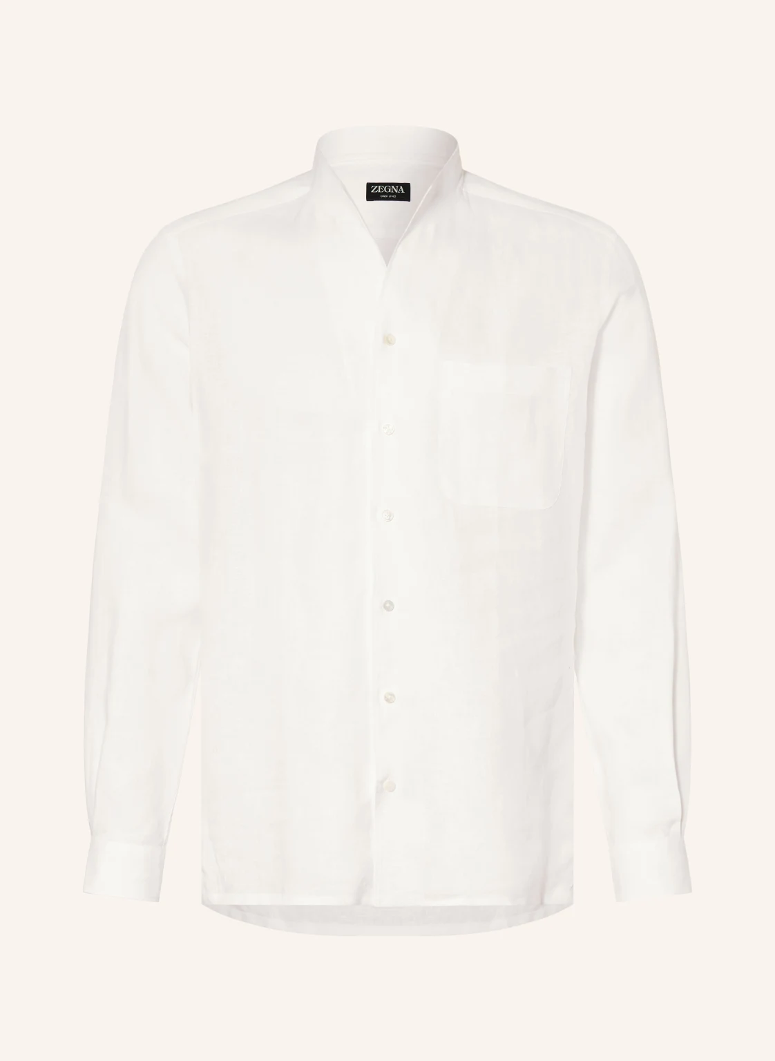 ZEGNA Leinenhemd Comfort Fit mit Stehkragen