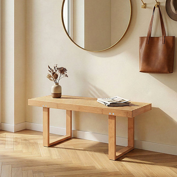 Banc à chaussures Aarela bambou 91 x 41 x 38 cm naturel en.casa