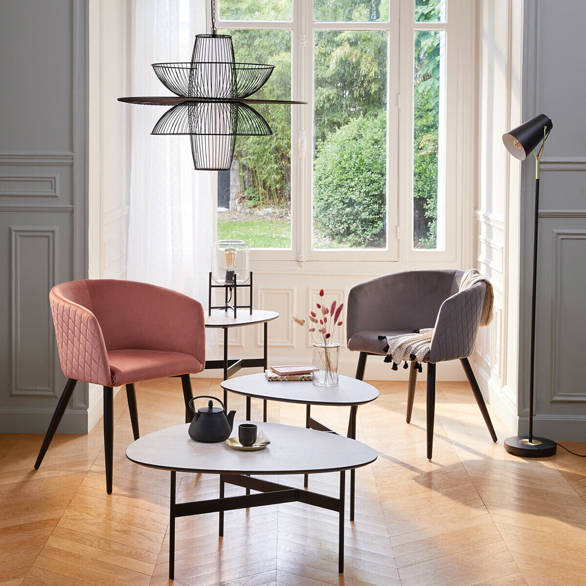 Armchair "Marlo" Velvet, Black