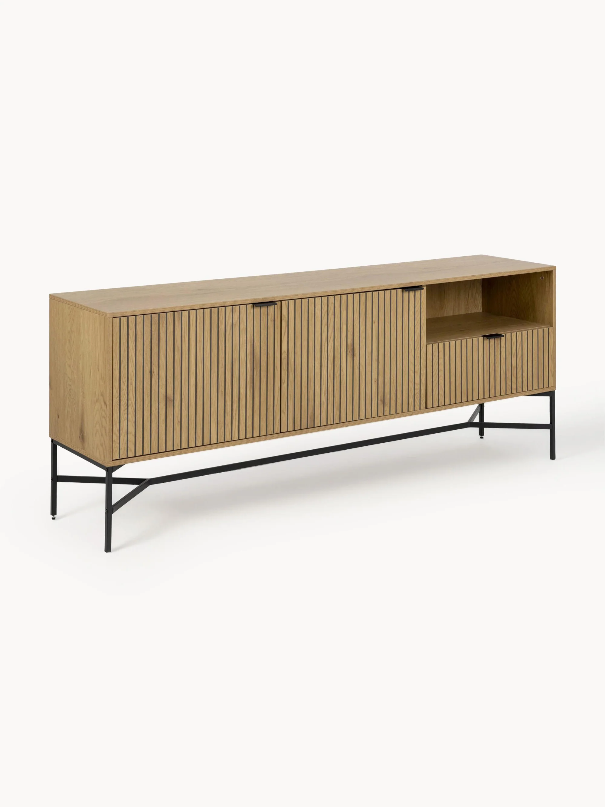 Holz-Sideboard Jaipur mit geriffelter Front
