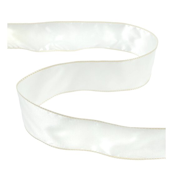 Light Cream Wire Edge Satin Ribbon 63mm x 3m