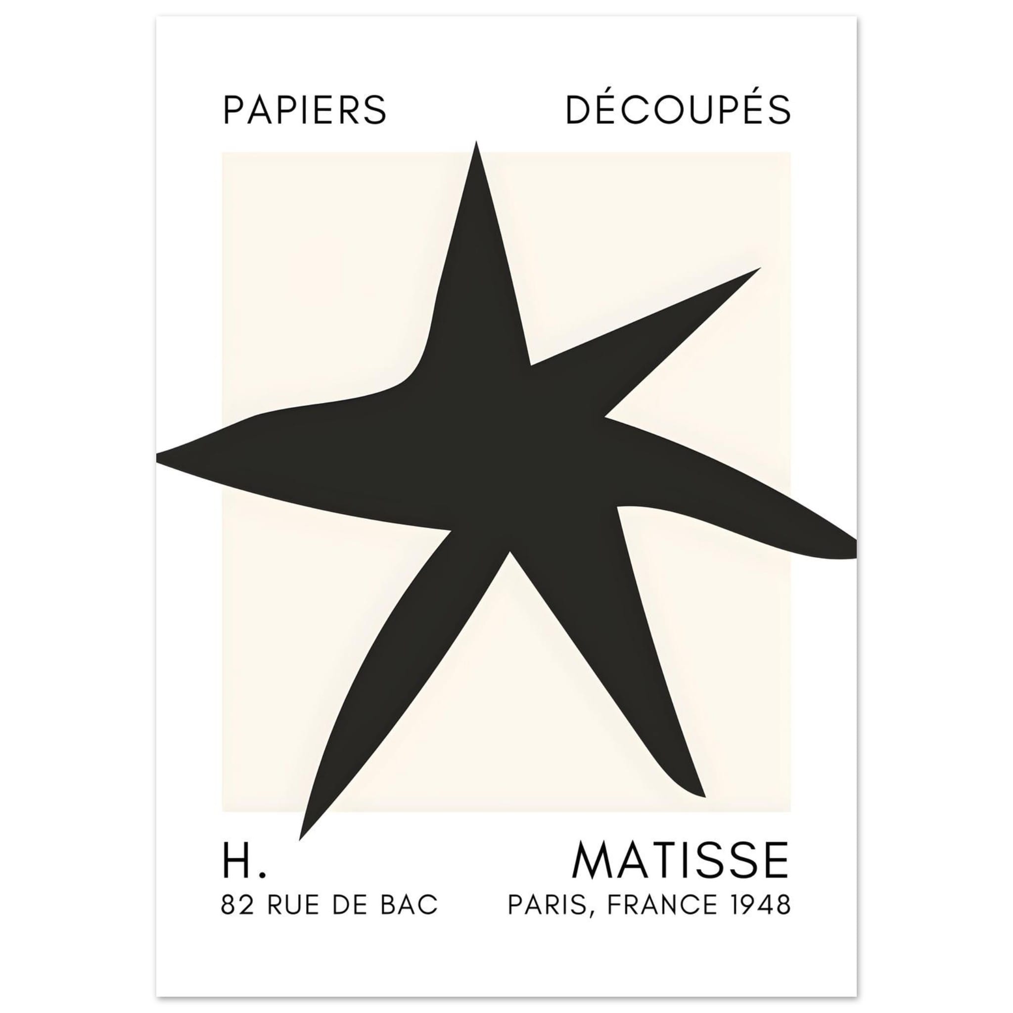 Artfulprints Poster Matisse – Star of the sea black  - 50x70 cm - Zwart