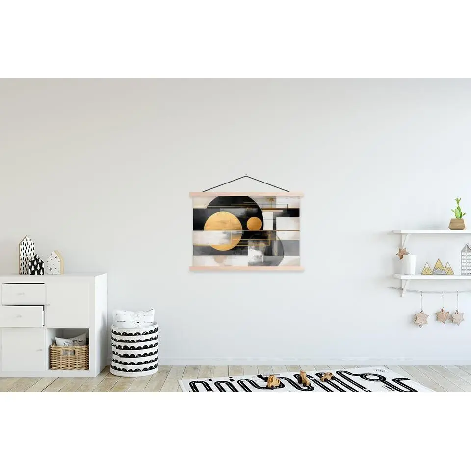 MuchoWow - Schoolplaat/ wandhanger - Abstract - Goud - Zilver - Vormen