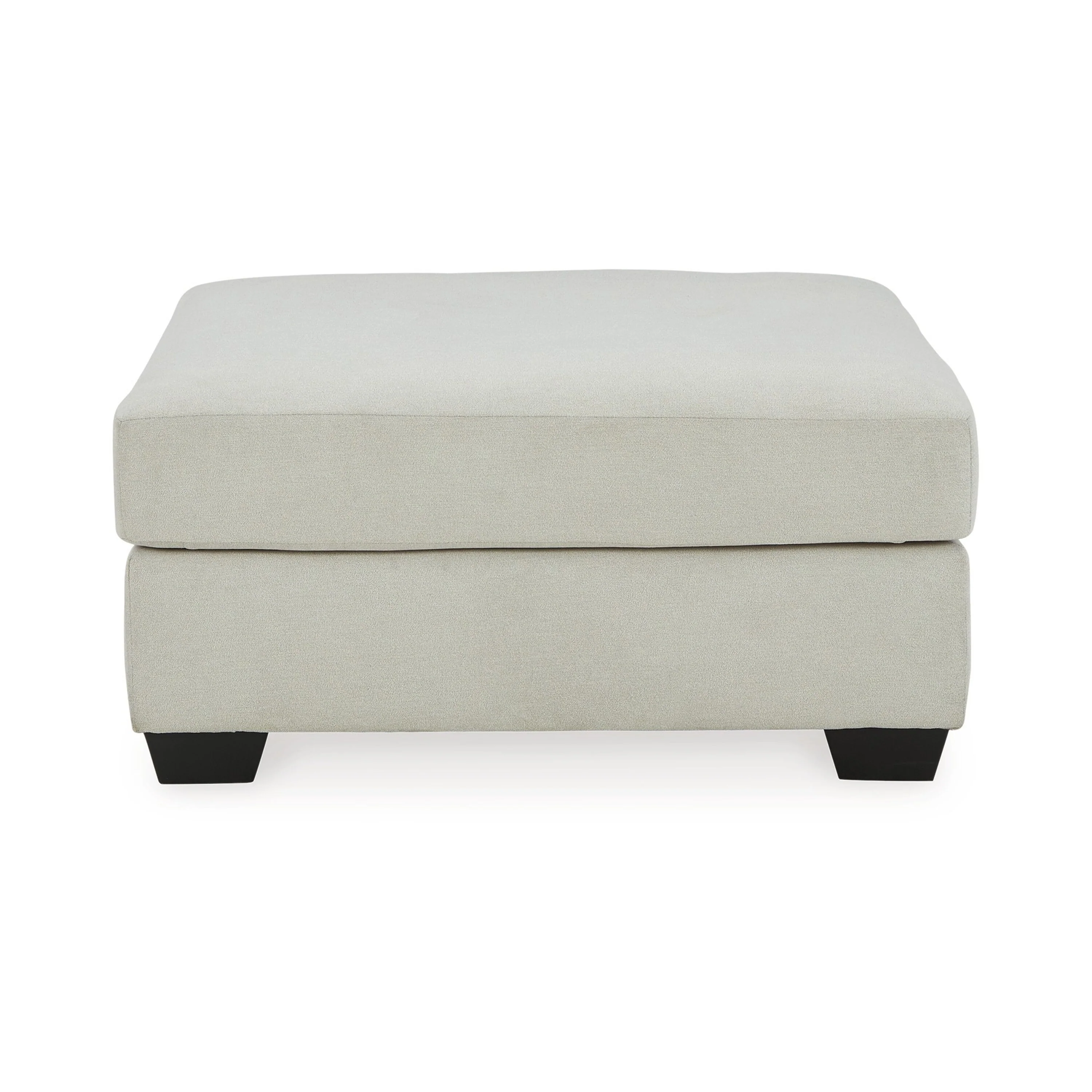 Accent Ottoman, 42 Inch Classic Square Seat, Light Gray Polyester