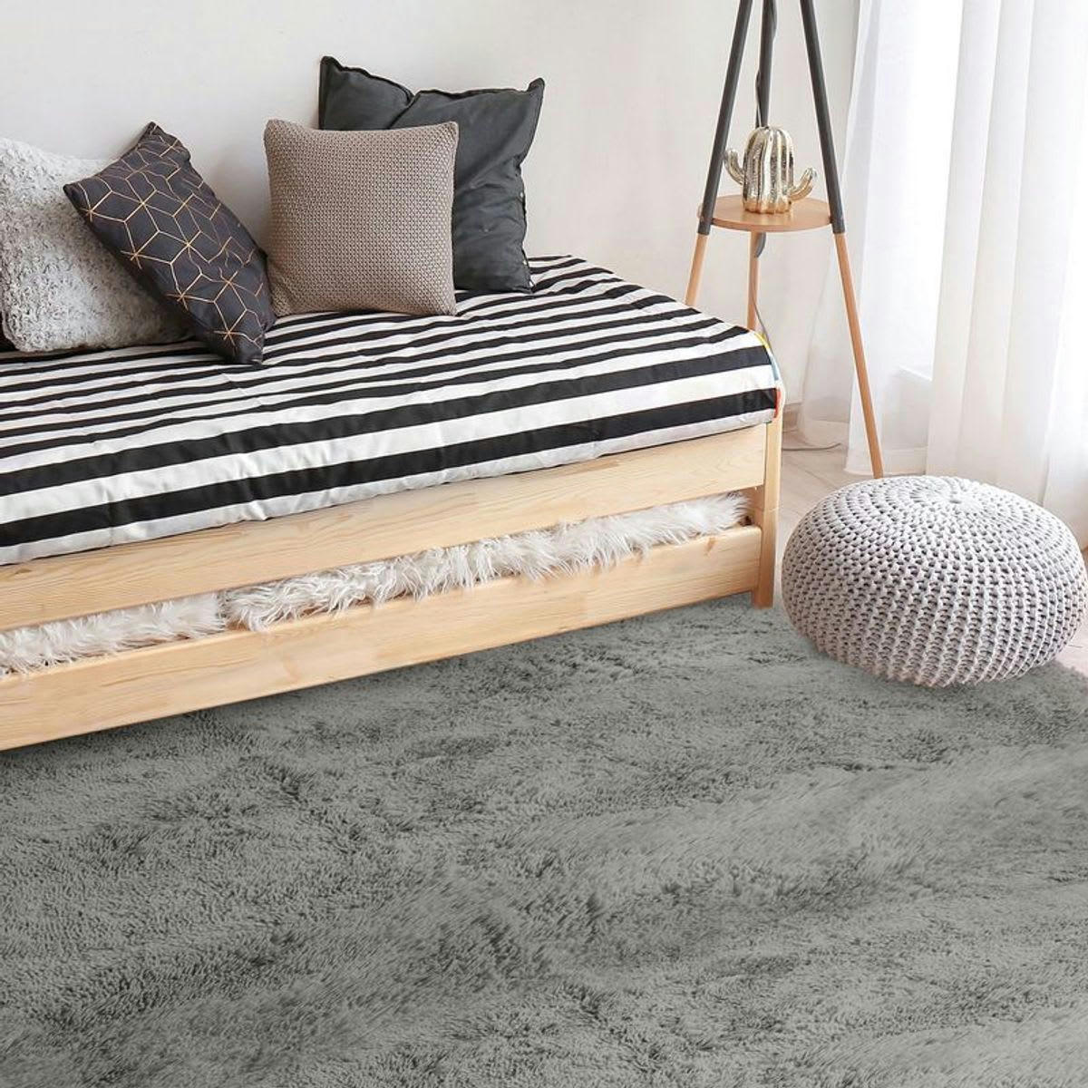 NEO - Tapis lavable à base fine et souple extra doux gris clair 160x230