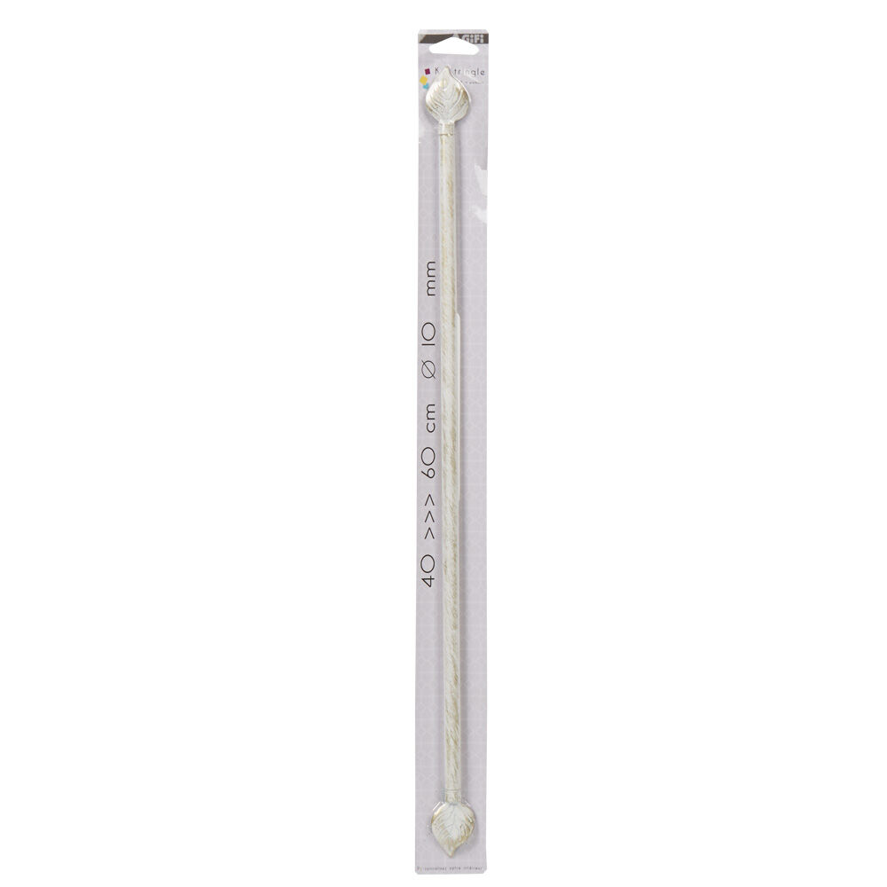 Tringle à vitrage Extensible 40-60 cm embout feuille blanc vieilli