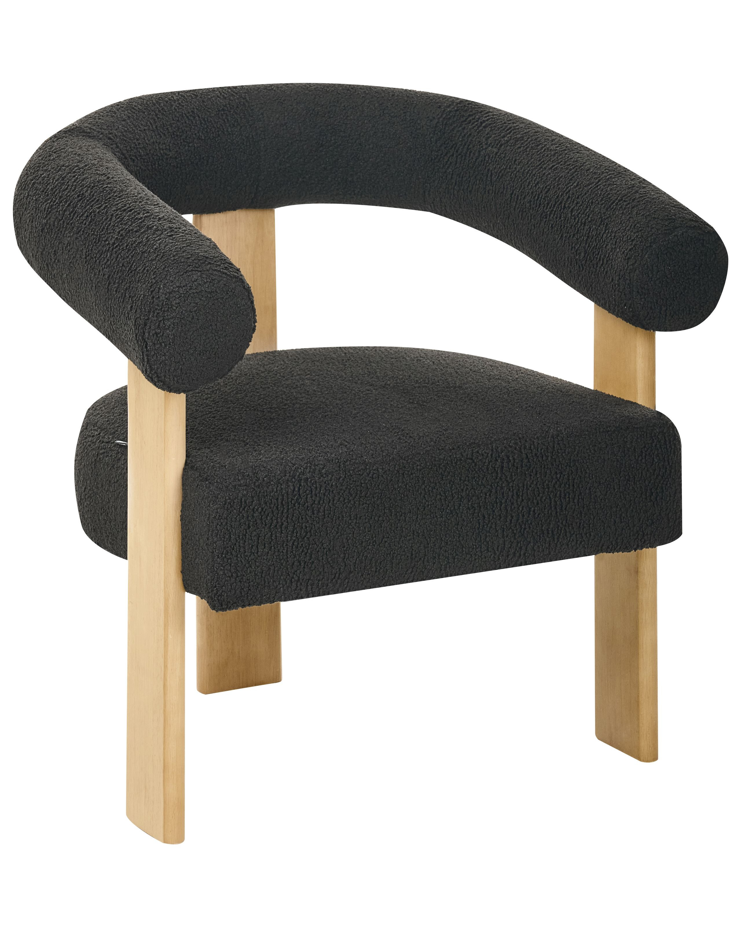 Fotel retro tapicerowany boucle czarny z jasnobrązowym