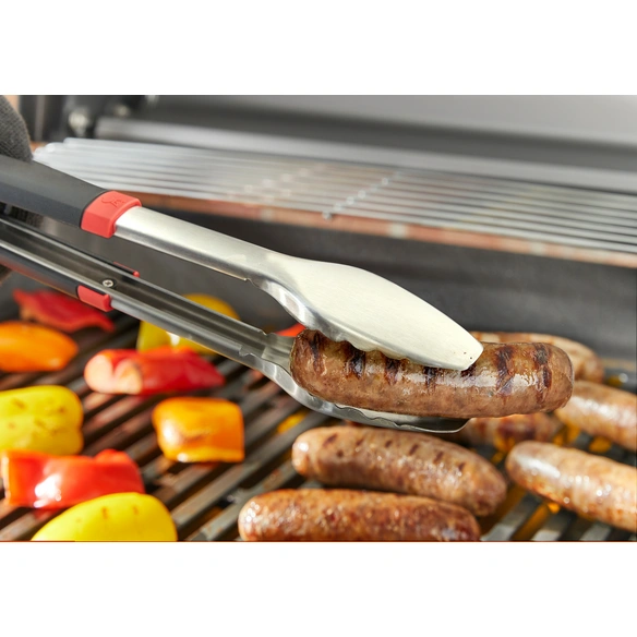 Grillzange, edelstahlfarben/schwarz, für Grillen