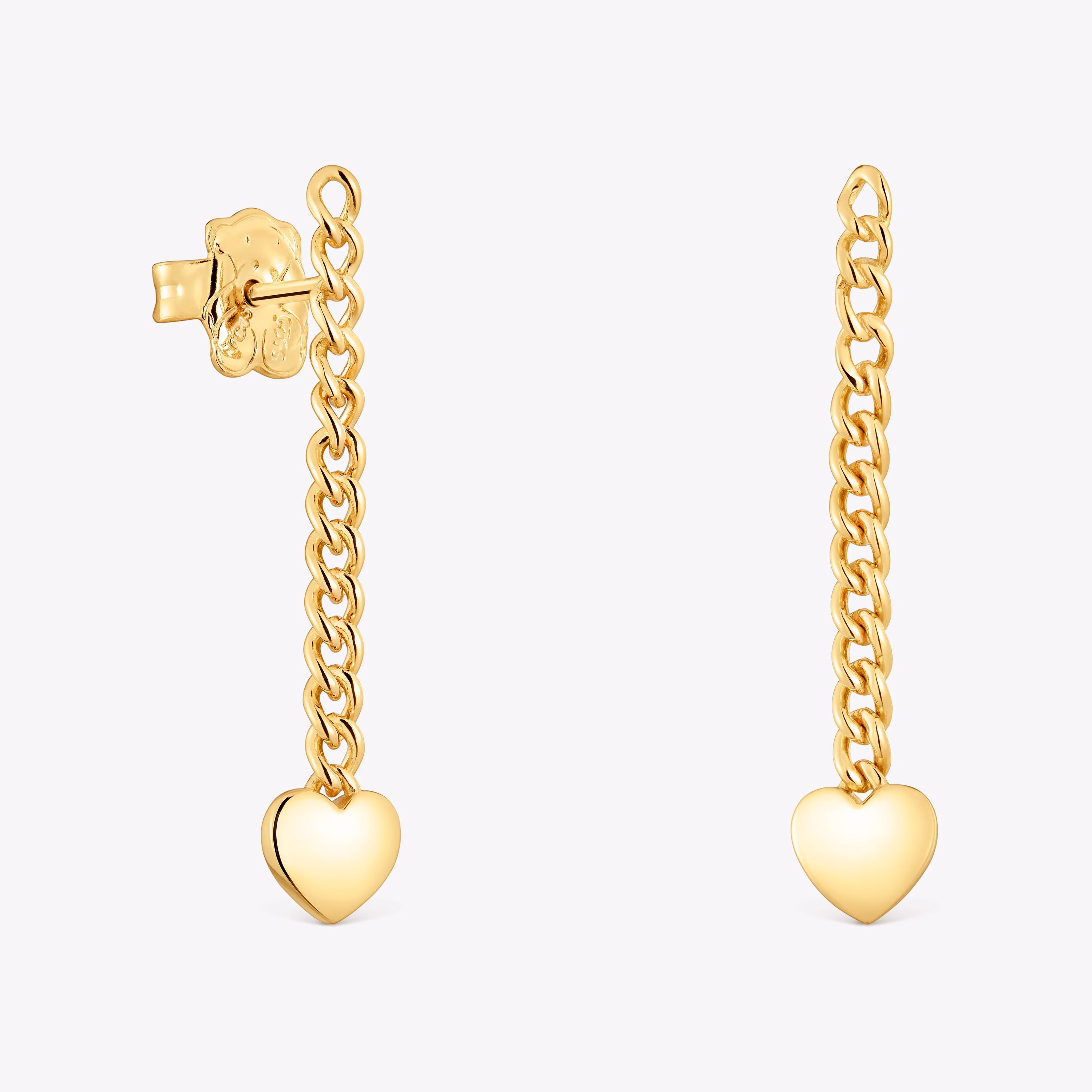 Pendientes largos corazón con baño de oro 18 kt sobre plata Bold Motif
