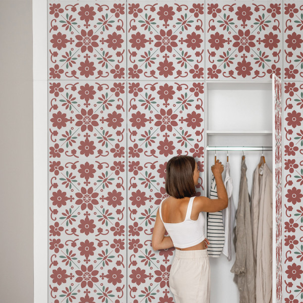 Okleina na meble Czerwone kwiaty 50x100 Folia samoprzylepna Kuchnia