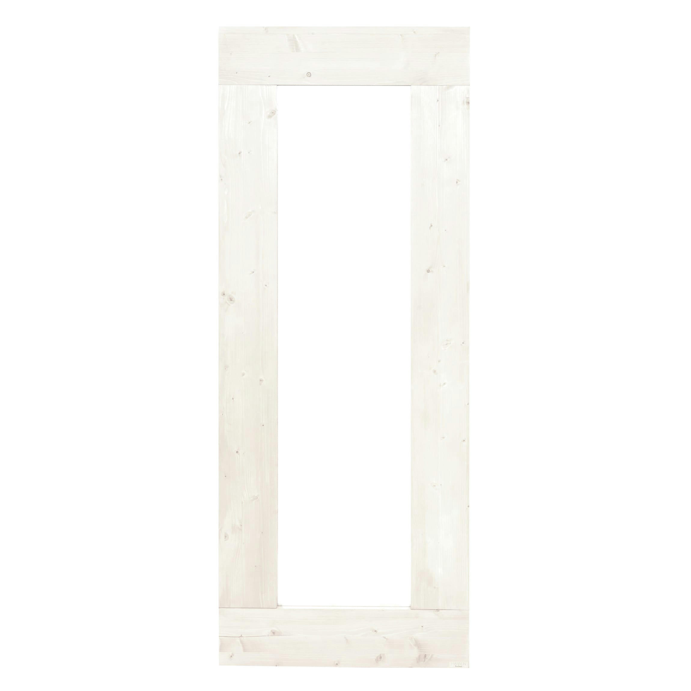 AMARIE - Miroir intégral en bois d'épicéa de couleur blanc vieilli 165 cm