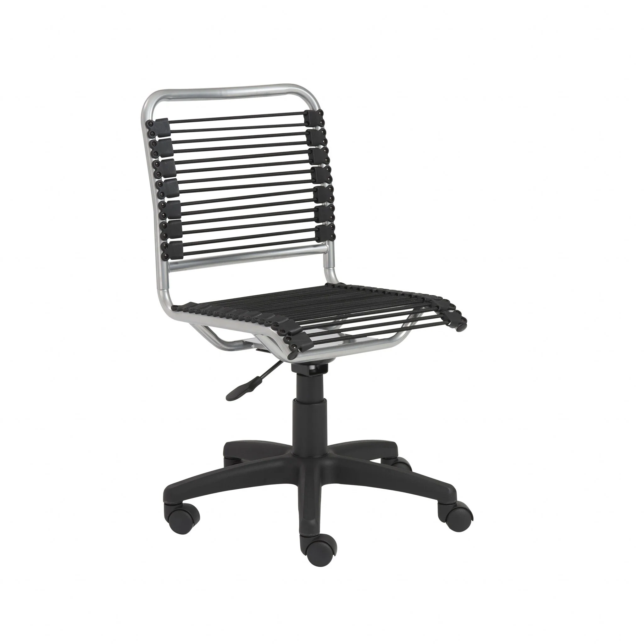 35 Chrome and Black Round Bungee Cord Low Back Office Chair