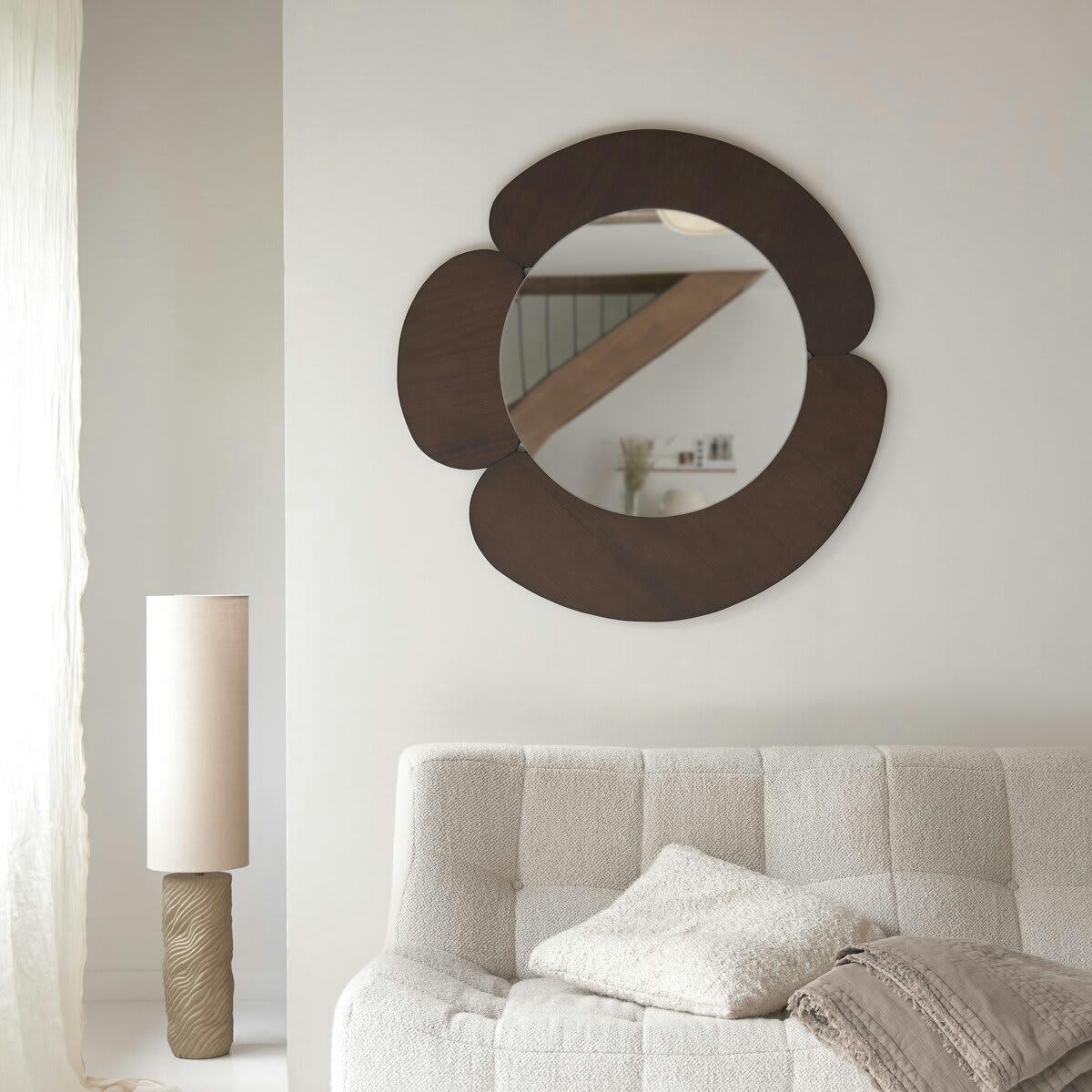 SARA - Miroir rond en mindi foncé 110x110 cm