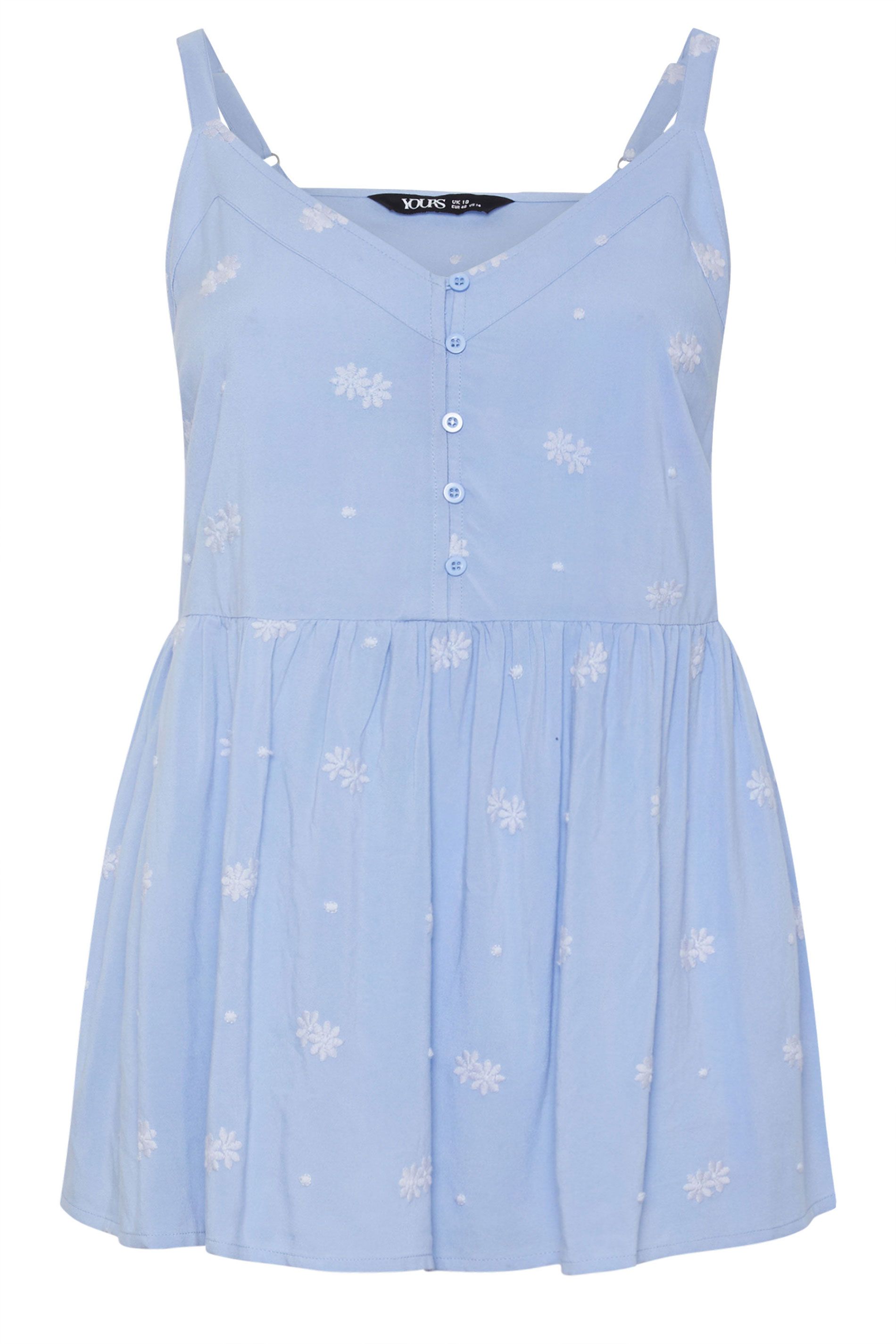 Yours Embroidered Button Cami Vest Top