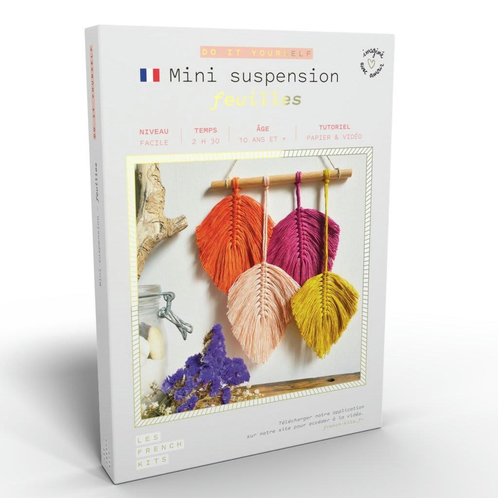 PETITES CRÉATIONS NATURE - Kit macramé mini-suspension - 4 plumes