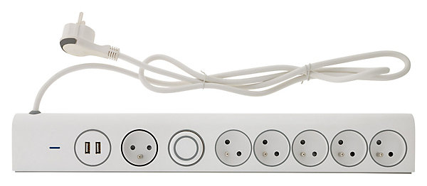 Multiprise parafoudre 6x16A   2 USB - Thomson