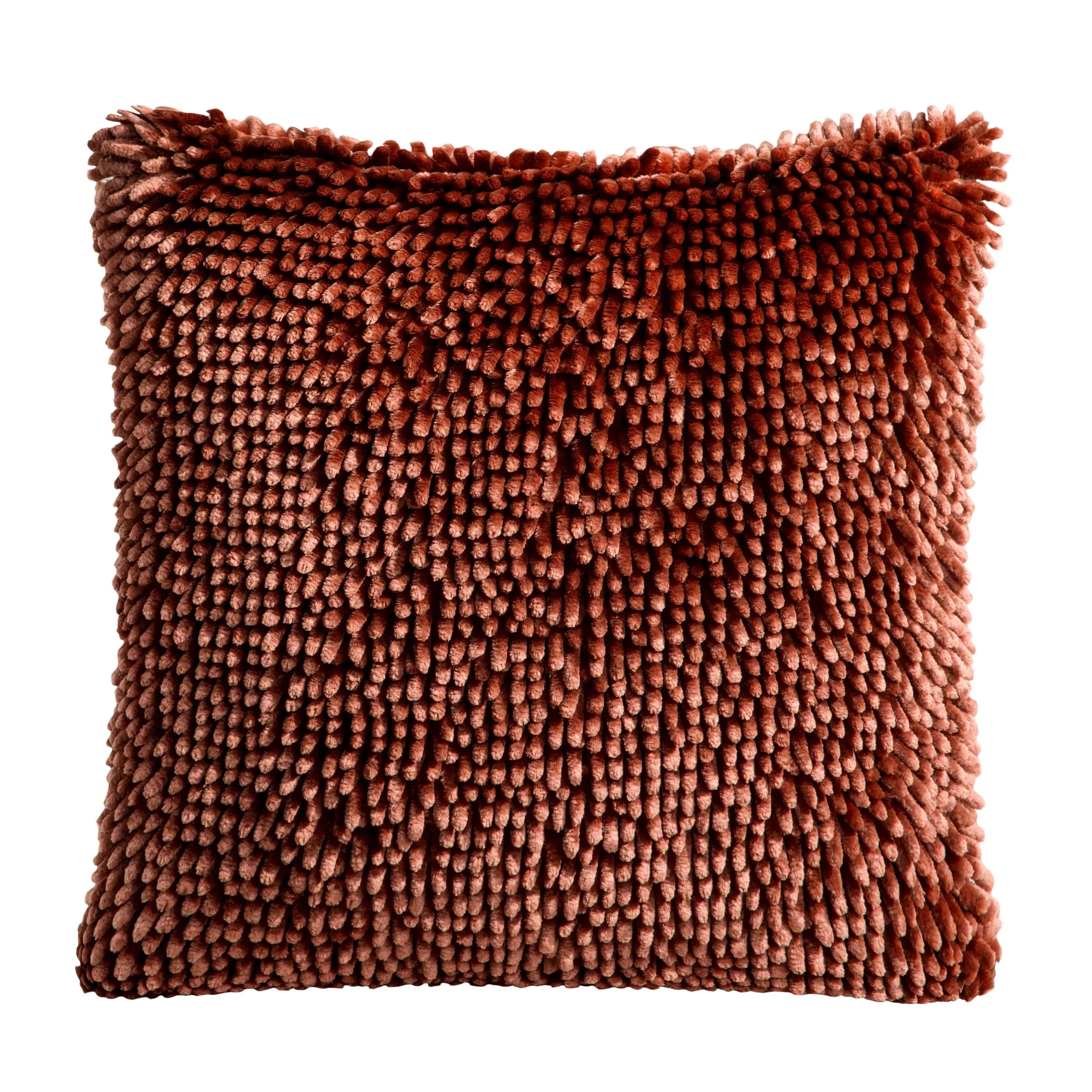 Poszewka na poduszkę 40x40 cm ruda z długimi ozdobnymi frędzlami SHAGGY