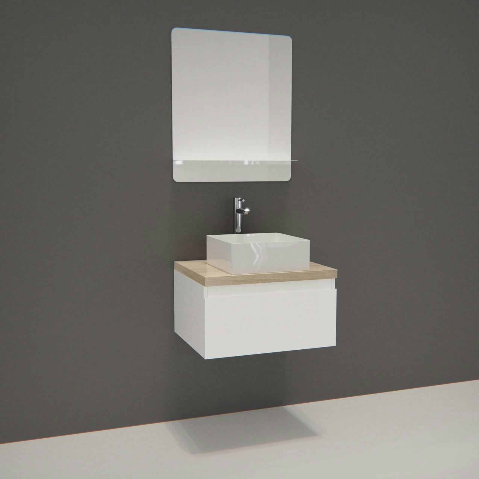 WILL - Meuble de salle de bain suspendu avec vasque et miroir WILL