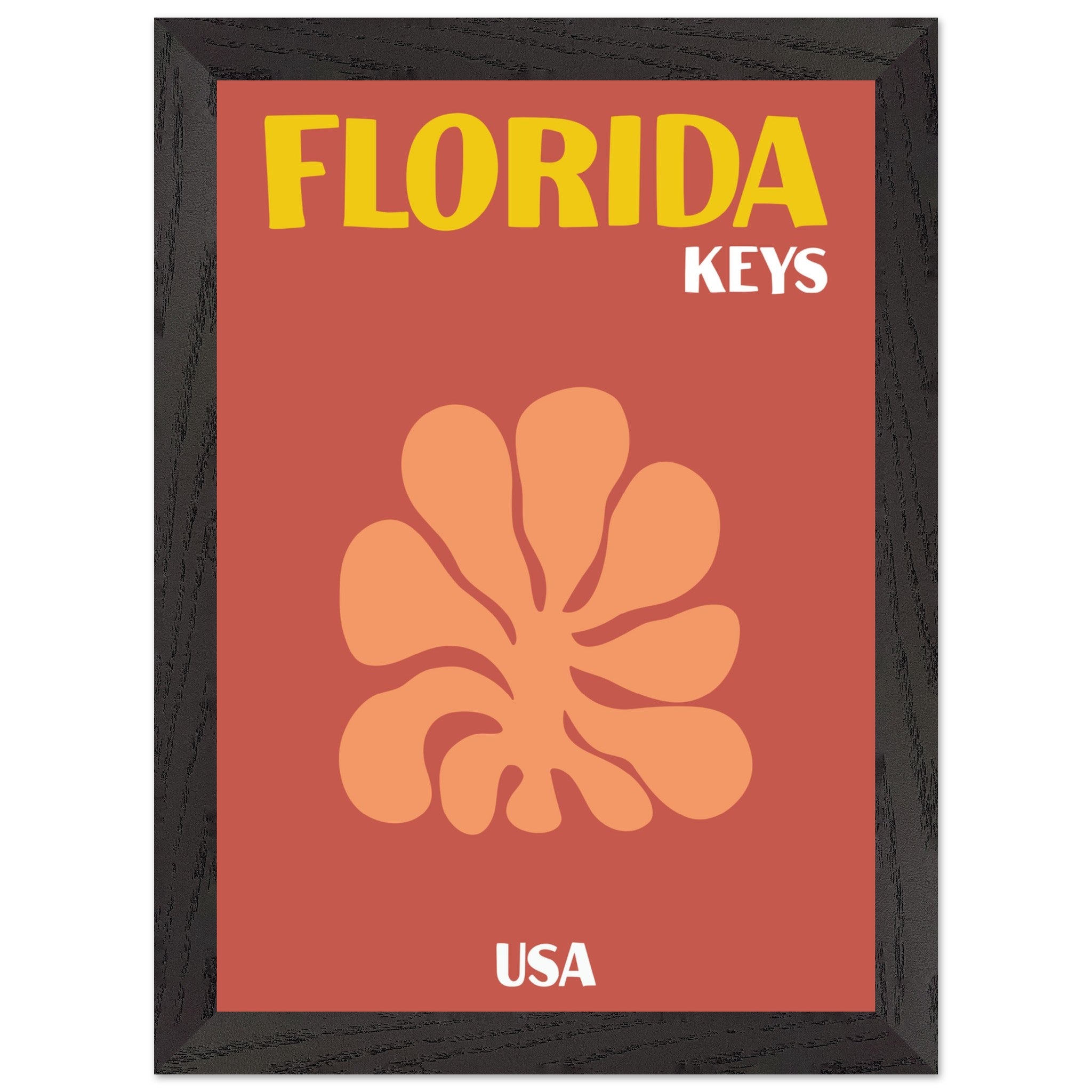Artfulprints Poster met Lijst USA - Florida Keys  - A4 21x29.7 cm - Terracotta