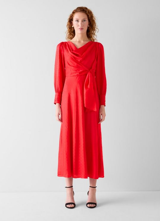 Lainey Red Silk Midi Dress